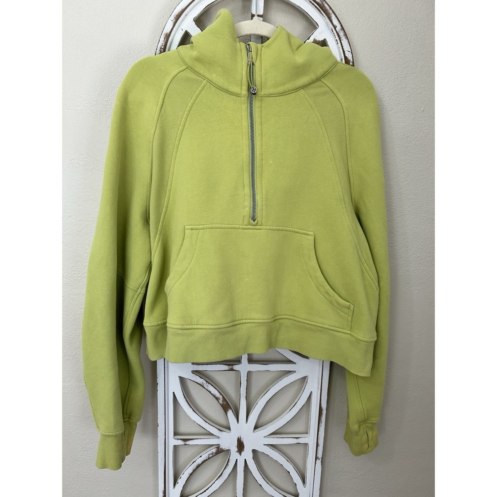 Lululemon Hoodie Womens Size M/L Scuba Half Zip Oversized Cropped Green FLAW